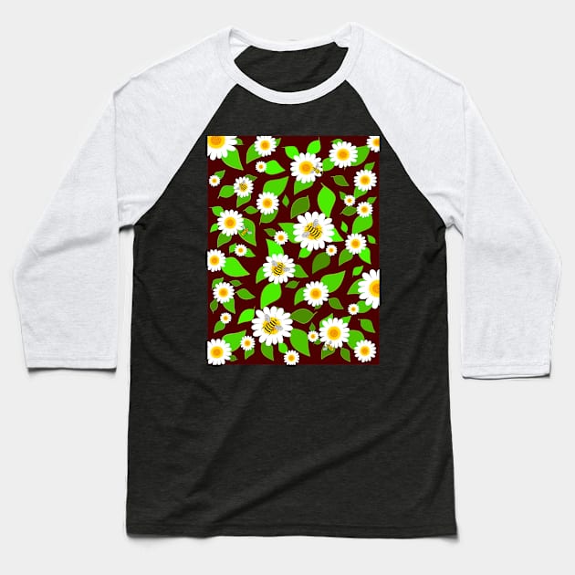 Honey Bees And Flowers - Flower Art Baseball T-Shirt by SartorisArt1